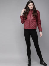 Women Solid Burgundy Full Sleeve Jacket