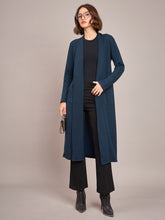 Women Teal Rib Longline Shrug-SFJCKT6228