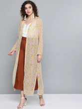 Women Printed Yellow Full Sleeve Jacket