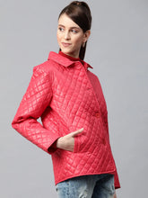 Women Solid Red Collared Neck Full Sleeve Jacket