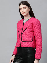Women Solid Pink Full Sleeve Jacket
