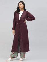 Women Solid Burgundy Full Sleeve Jacket