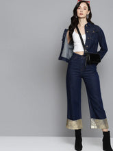 Women Solid Blue Collared Neck Full Sleeve Jacket