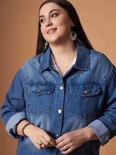 Women Navy Wash Denim Jacket-SFJCKT6952