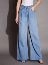 Women Blue Low Waist Wide Leg Jeans-SFJEAN0592