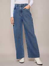 Women Blue Elasticated High Waist Back Pocket Jeans-SFJEAN0631