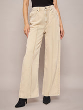 Women Beige Waist Front Dart Straight Jeans-SFJEAN0635