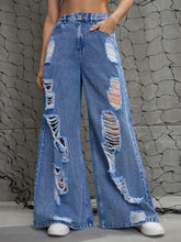 Women Blue Washed Denim Distressed Jeans-SFJEAN0709