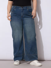 Women Navy Wash Hem Seam Straight Fit Jeans-SFJEAN0790