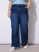 Women Navy Acid Wash Straight Fit Jeans-SFJEAN0792