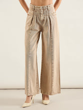 Women Brown High Waist Front Dart Wide Leg Jeans-SFJEAN0816