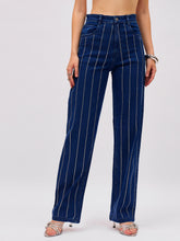 Women Navy Blue Denim Front Stud Straight Fit Jeans-SFJEAN0855