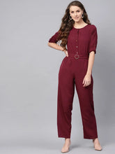 Women Solid Maroon Jumpsuits & Sets