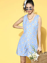 Women Printed Blue Jumpsuits & Sets