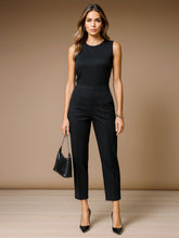 Women Black Sleeveless Round Neck Jumpsuit-SFJMPS8357