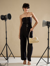 Women Black Twill Off Shoulder Jumpsuit-SFJMPS8362