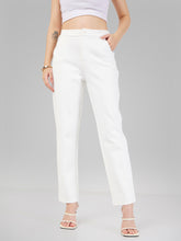 Women White Roma Tapered Pants-SFPANT50593