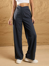 Women Steel Grey Front Pleated Comfort Fit Korean Pants-SFPANT50862