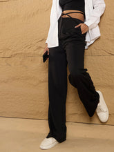 Women Black Side Dori Comfort Fit Korean Pants-SFPANT50863