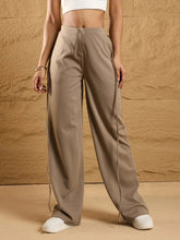 Women Beige Side Dori Comfort Fit Korean Pants-SFPANT50864
