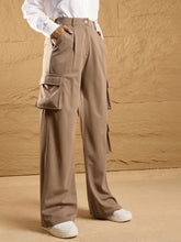 Women Beige Comfort Fit Korean Cargo Pants-SFPANT50867