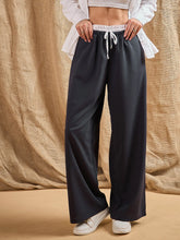 Women Grey Contrast Paperback Waist Korean Pants-SFPANT50869