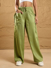 Women Olive Waist Drawstring Cargo Pants-SFPANT50872