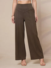 Women Brown Front Darted Elasticated Pants-SFPANT50907