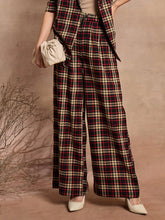 Women Black & Beige Check High Rise Wide Leg Pants-SFPANT50974