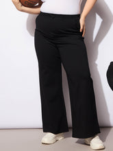 Women Black Roma Elasticated Straight Pants-SFPANT51135