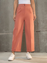 Women Peach Twill Wide Leg Pants-SFPANT51196