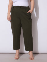 Women Olive Front Pleated Mom Fit Pants-SFPANT51248