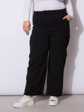 Women Black Multi Pocket Cargo Pants-SFPANT51254