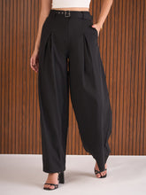 Women Black High Rise Flared Pants-SFPANT51264