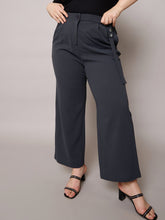 Women Grey Front Pleat Straight Pants-SFPANT51277