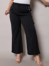 Women Black Front Pleat Straight Pants-SFPANT51278