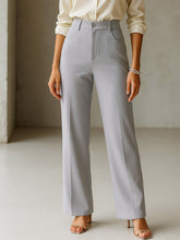 Women Grey Cross Pocket Straight Pants-SFPANT51282