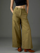 Women Olive Twill Flared Pants-SFPANT51328