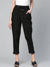 Black Corduroy Street Style Drawstring Pants