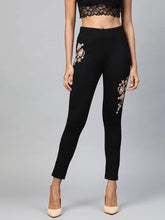 Black Embroidered Jeggings