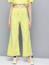 Yellow Terry Drawstring Wide Leg Pants
