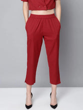 Maroon Cotton Linen Straight Pants