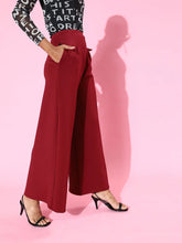 Maroon Scuba Wide Leg Pants