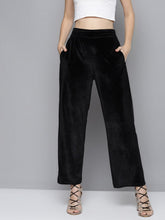 Black Velvet Straight Pants-SFPANT5461