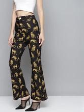 Black Scuba Cheetah Bell Bottom Pants