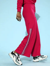 Fuchsia Terry Animal Tape Wide LegTrack Pants
