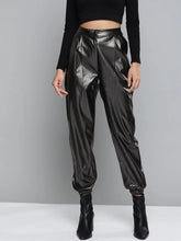 Black PU Joggers