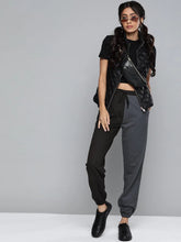 Black & Navy Terry Color Block Joggers