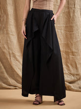 Women Black Front Frill Pants-SFPANT5531