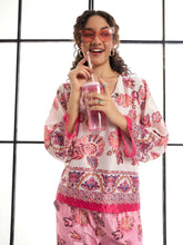 Women White & Pink Floral Top With Pants-SFSETS95991